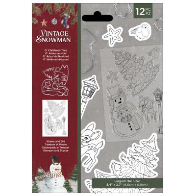 Crafter's Companion Vintage Snowman Stamp & Die - O' Christmas Tree